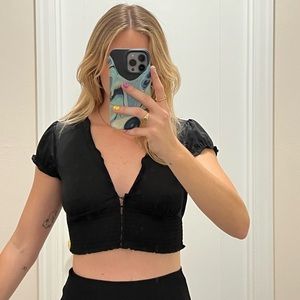 Medium urban outfitters ruffle black top